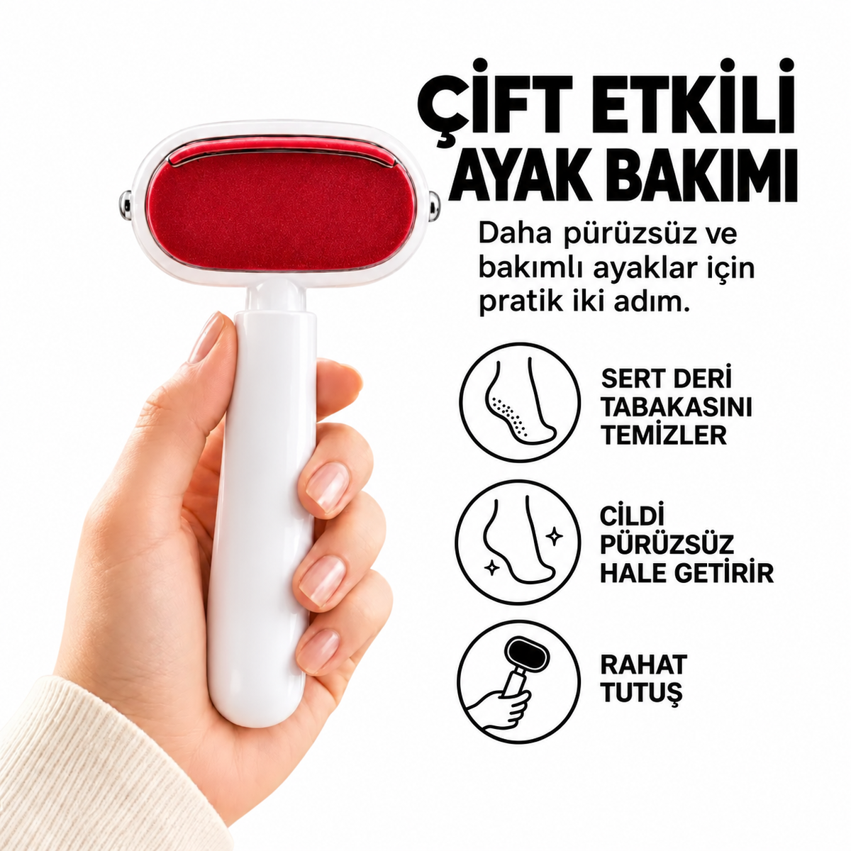 Softivas™ Çift Taraflı Ayak Törpüsü Nasır Ölü Deri Temizleyici